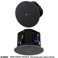 اسپیکر سقفی مشکی یاماها VXC6 از نمای روبه‌رو و پشت برای نصب در سقف