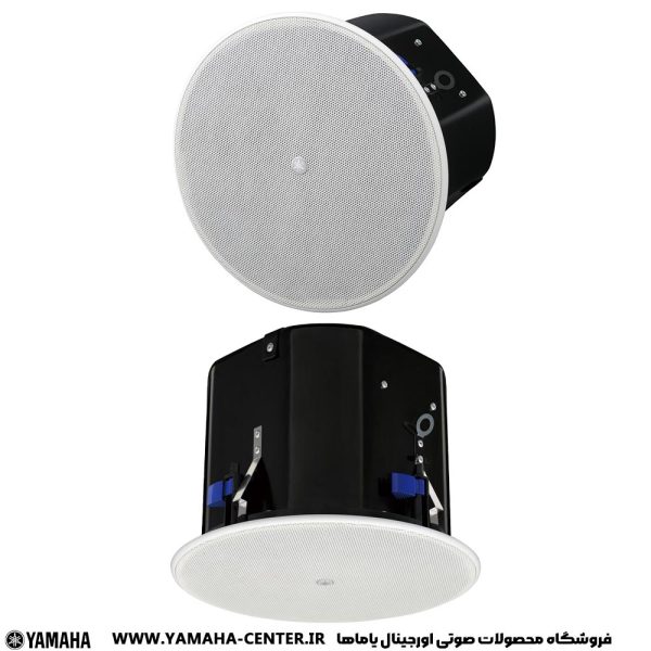 اسپیکر سقفی یاماها VXC8 با نمای جلو و پشت مشکی و پنل گرد سفید perforated