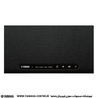 نمای نزدیک از پنل جلویی ساندبار مشکی یاماها SR-B20A با نشانگرها و دکمه‌های کنترل.