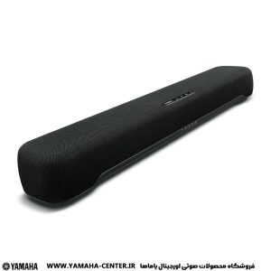 ساندبار مشکی یاماها SR-C20A با طراحی باریک و شبکه صوتی یکپارچه روی پس‌زمینه سفید.