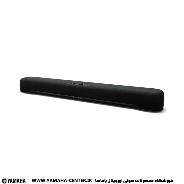 ساندبار مشکی یاماها SR-C20A با طراحی باریک و کشیده روی زمینه سفید.