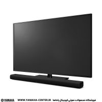 ساندبار مشکی یاماها SR-X40A در جلوی تلویزیون قرار گرفته است.