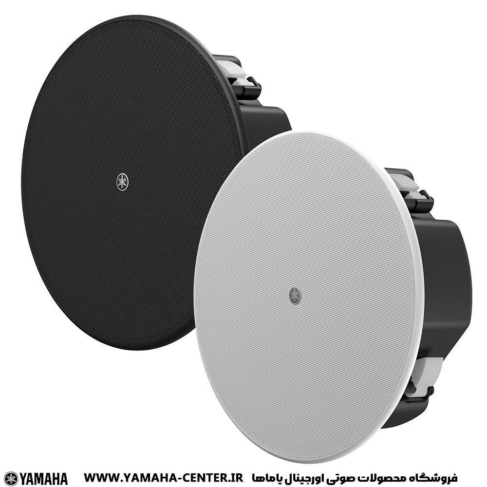 دو اسپیکر سقفی یاماها VC6B و VC6W در رنگ‌های مشکی و سفید کنار هم