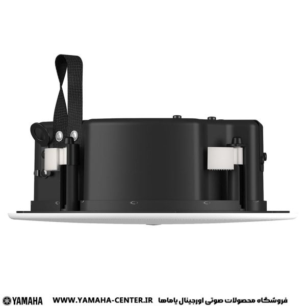 نمای کناری اسپیکر سقفی توکار یاماها VC6B با بدنه مشکی و قاب سفید