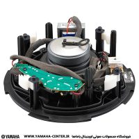 نمای داخلی اسپیکر سقفی یاماها VC6NB و VC6NW با بلندگو، مدار سبز و اجزای فنی zichtbaar.