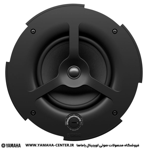 اسپیکر سقفی مشکی یاماها مدل VC6NB با نمای روبه‌رو و بلندگوی مرکزی سه‌پره