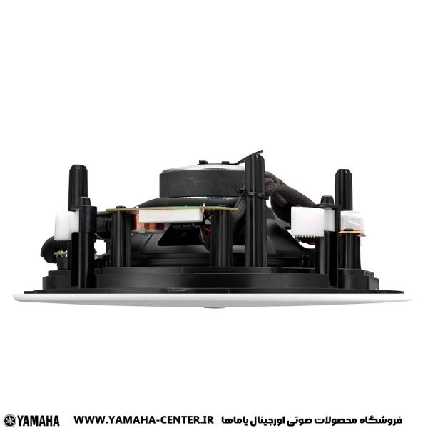 نمای جانبی اسپیکر سقفی یاماها VC8NB / VC8NW با بدنه و اجزای داخلی مشکی.