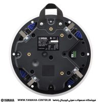 نمای پشت اسپیکر سقفی یاماها VXC3F با گیره‌های نصب و ترمینال اتصال سبز‌رنگ