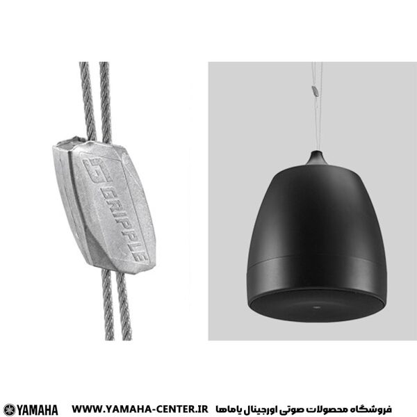 اسپیکر سقفی آویز یاماها VXH8 با بدنه مشکی و بست فلزی سیم آویز.