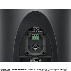 پشت اسپیکر دیواری دکوراتیو یاماها VXS8 با ترمینال اتصال و تنظیمات توان ۷۰ و ۱۰۰ ولت