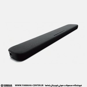 ساندبار مشکی یاماها YAS-109 با طراحی کشیده و پارچه مشبک روی زمینه سفید