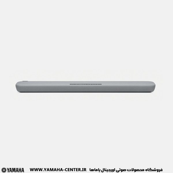 ساندبار خاکستری یاماها YAS-109 با طراحی باریک و کشیده روی زمینه سفید.