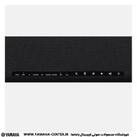 نمای نزدیک پنل جلویی ساندبار مشکی یاماها YAS-109 با نشانگرها و دکمه‌های کنترلی آن.