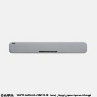 ساندبار سفید یاماها YAS-109 با طراحی باریک و مشبک در نمای روبه‌رو