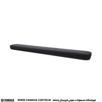 ساندبار مشکی یاماها YAS-109 با طراحی کشیده و باریک روی پس‌زمینه سفید.