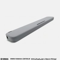 ساندبار خاکستری یاماها YAS-109 با بدنه‌ای کشیده و روکش پارچه‌ای روی پس‌زمینه سفید.