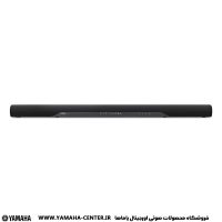 ساندبار مشکی یاماها YAS-207 با طراحی باریک و پنل کنترل جلویی روی زمینه سفید.