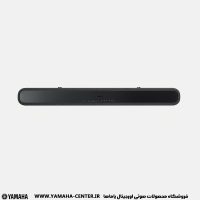 ساندبار مشکی یاماها YAS-209 با طراحی کشیده و پنل کنترل در جلوی دستگاه.