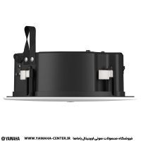 اسپیکر سقفی یاماها VC8B با بدنه مشکی و قاب سفید، نمای جانبی و پشتی محصول.