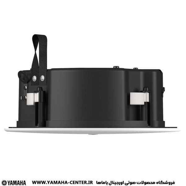 اسپیکر سقفی یاماها VC8B با بدنه مشکی و قاب سفید، نمای جانبی و پشتی محصول.