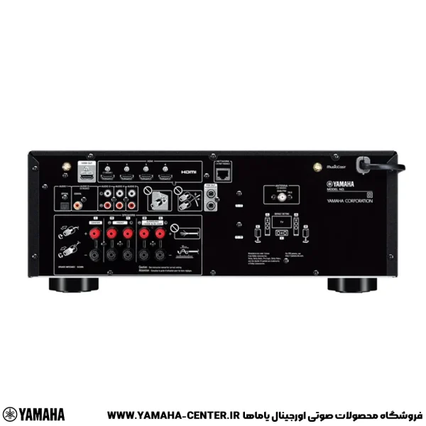 نمای پشت آمپلی‌فایر یاماها RX-V4A با ورودی‌ها، خروجی‌ها و اتصالات مختلف